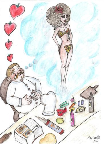 Cartoon: Love Dream (medium) by Marianthi tagged pizzapitch