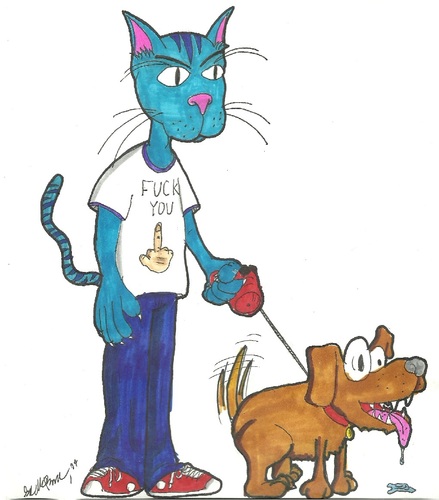 Cartoon: Dan the cat (medium) by m-crackaz tagged cat,dan,fuck,you,feline