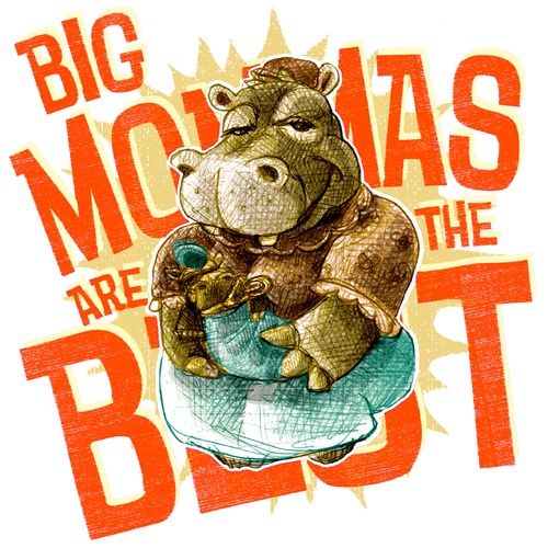 Cartoon: big mommas are the best (medium) by jenapaul tagged mommas,mummy,mums,children,hippos