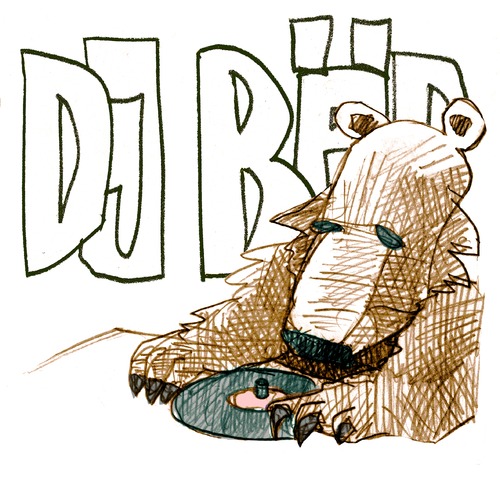Cartoon: dj bär (medium) by jenapaul tagged bear,dj,fun,humor,music,animals