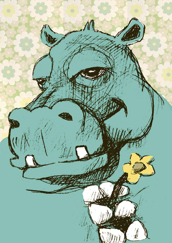 Cartoon: hippo aunt (medium) by jenapaul tagged hippo,animals,aunts,funny