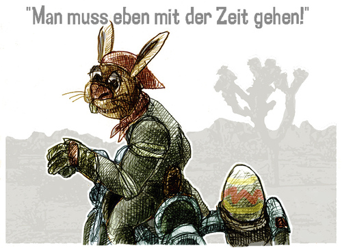 Cartoon: ostern (medium) by jenapaul tagged biker,motorrad,ostereier,humor,osterhase,ostern