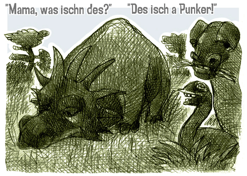 Cartoon: Punker (medium) by jenapaul tagged saurier,dinosaurier,punker,humor,urzeit