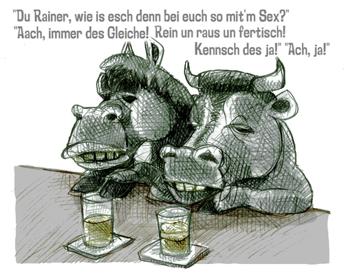 Cartoon: Rein Raus (medium) by jenapaul tagged tiere,menschen,kneipe,beziehung