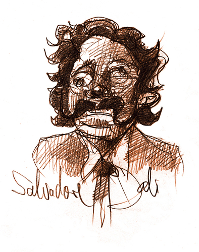 Cartoon: Salvador Dali - portrait (medium) by jenapaul tagged dali,portrait,cartoon,drawing,painter,famous