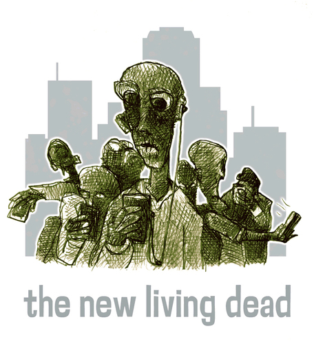 Cartoon: the new living dead (medium) by jenapaul tagged living,dead,society,iphones,smartphones,communication