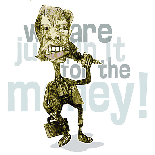 Cartoon: we are only in it for the money (medium) by jenapaul tagged mick,jagger,rolling,stones,humor,music,rock