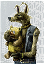 Cartoon: teddynapping (small) by jenapaul tagged teddybear,wolf,coyote,animals