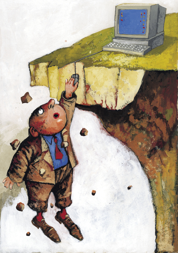 Cartoon: Abgrund (medium) by Wiejacki tagged computer,help,rescue