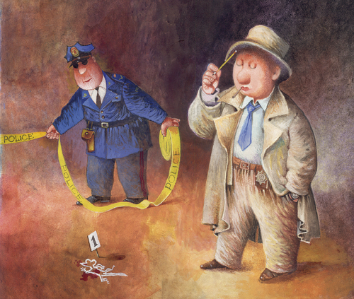 Cartoon: Criminal (medium) by Wiejacki tagged police,victim,investigation,cat,mouse,violence