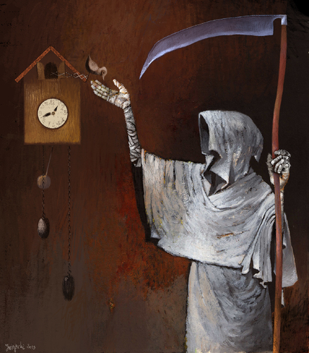 Cartoon: It is Time (medium) by Wiejacki tagged life,death,time,clock,health,bird