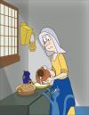 Cartoon: Ulli Art Vermeer (small) by red tagged ulli,art,vermeer,kitchen,maid,blue,cat,sunlight