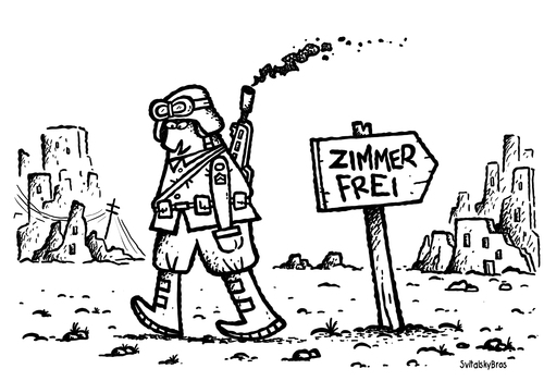 Cartoon: Zimmer frei (medium) by svitalsky tagged vacancies,zimmer,frei,free,house,war,soldier,cartoon,svitalsky,svitalskybros,zimmer,besetzt,frei,hotel,reservierung,soldat,militär,krieg
