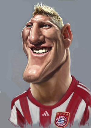 Cartoon: Bastian Schweinsteiger FC Bayern (medium) by Tonio tagged grusskarte,grußkarte,ecard,card,zeichnung,caricature,comic,witz,funny,cartoon,karikatur,jürgen,kloppo,pokalfinale,klopp,dortmund,borussia,bvb,finale,endspiel,pokal,dfb,fcb,guardiola,pep,wm,munich,bayern,nationalmanschaft,münchen,soccer,fussball