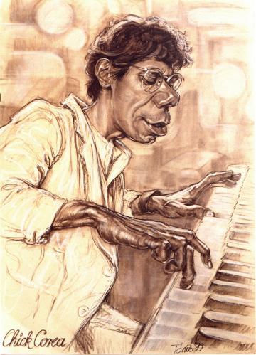 Cartoon: Chick Corea jazz pianist (medium) by Tonio tagged portrait,caricature,musician,jazz,star