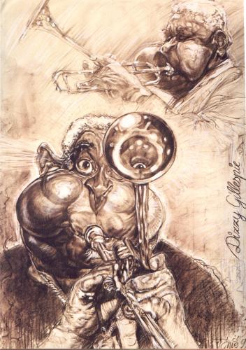 Cartoon: Dizzy Gillespie (medium) by Tonio tagged portrait,caricature,musician,jazz,star,blues