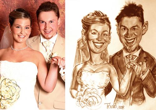 Cartoon: portrait  caricature after photo (medium) by Tonio tagged portrait,caricature,after,photo,wedding,hochzeit