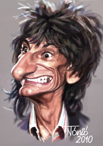 Cartoon: Ron Wood The Rolling Stones (medium) by Tonio tagged music,rock,and,roll,blues,english