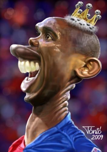 Cartoon: Samuel Etoo FC Barcelona (medium) by Tonio tagged football,soccer,fc,barcelona,kamerun,caricature,karikatur,portrait,samuel,etoo,top,scorer,sports,forward,spanish,league,primera,division,karikatur,portrait,illustration,fußball,fussball,fußballspieler,fußballmannschaft,sport,sportler,fußballer,spanien,fc barcelona,fc,barcelona,samuel etoo,samuel,etoo