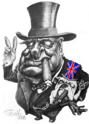 Cartoon: Sir Winston Churchill (medium) by Tonio tagged caricature,portrait,politician,great,britanny,english