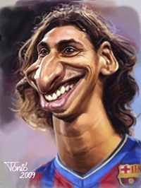 Cartoon: Zlatan Ibrahimovic FC Barcelona (medium) by Tonio tagged zlatan,ibrahimovic,sweden,international,football,la,liga,fc,barcelona,blaugrana