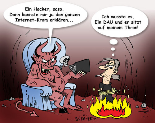 Cartoon: Hacker in the hell (medium) by svenner tagged internet,hacker,hell,comic,cartoon