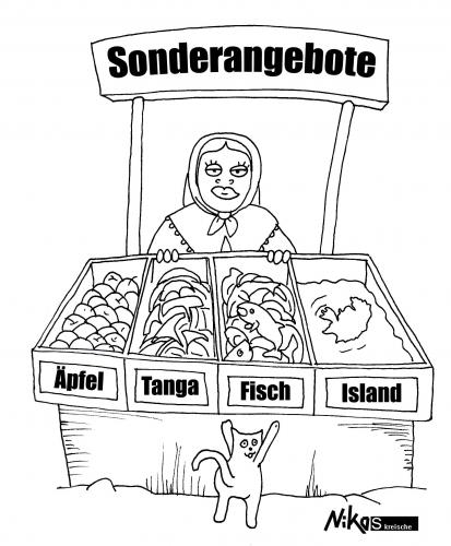 Cartoon: Sonderangebote (medium) by Nk tagged finanzkrise,island,markt,finance,iceland,money,crises