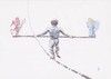 Cartoon: Balance (small) by Shareni tagged balance,life,artist,tightrope,good,bad,angel,devil