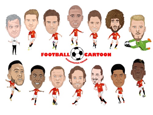 Cartoon: Manchester United Team (medium) by Vandersart tagged manchester,united,cartoons,caricatures