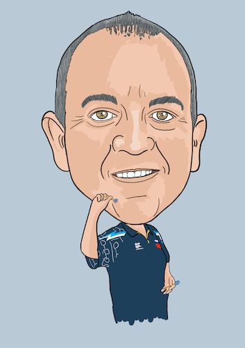 Cartoon: Phil Taylor (medium) by Vandersart tagged phil,taylor,darts,cartoon,caricatures