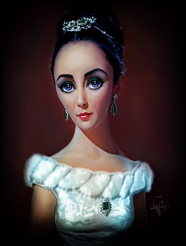 Cartoon: Elizabeth Taylor (medium) by Vera Gafton tagged actress,portret,star,film,goldenage,digital