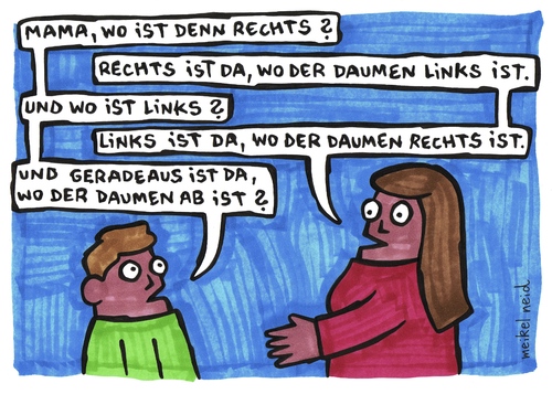 Cartoon: daumen (medium) by meikel neid tagged rechts,links,daumen,finger,redewendung,kind,mutter