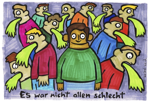 Cartoon: es war nicht allen schlecht (medium) by meikel neid tagged vergangenheit,früher,alt,jung,ddr,schlecht,übel,übelkeit