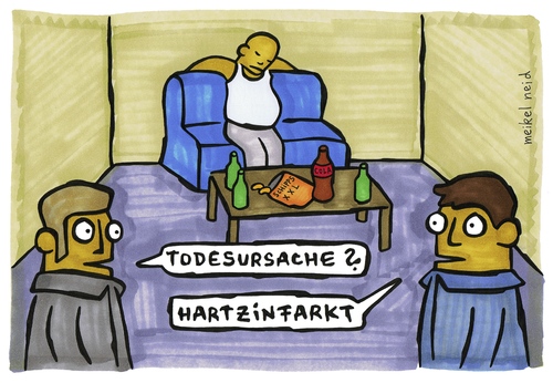 Cartoon: hartzinfarkt (medium) by meikel neid tagged hartz,armut,ernährung,herzinfarkt