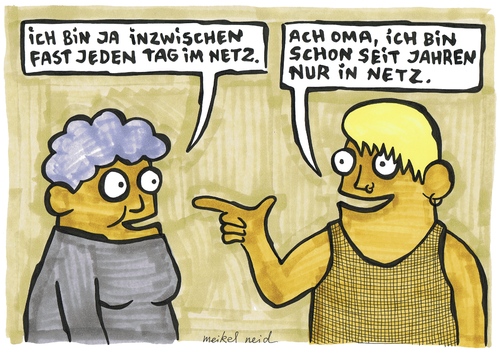 Cartoon: in netz (medium) by meikel neid tagged internet,netz,web,computer,kalauer,netzhemd