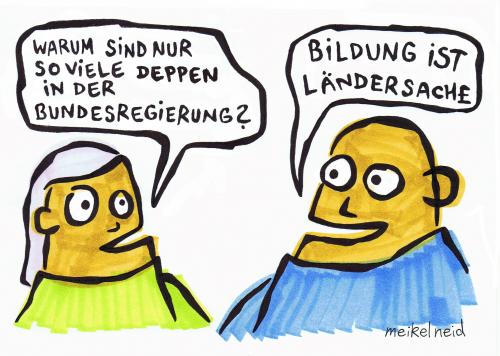 Cartoon: ländersache (medium) by meikel neid tagged bildung,ländersache,spam,eulenspiegel,politik,merkel,demokratie,chefsache,wahl,bürger,wähler,meikel,neid