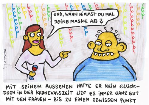 Cartoon: maske ab! (medium) by meikel neid tagged karneval,fasching,maske,schönheit