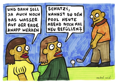 Cartoon: poolwasserknappheit (medium) by meikel neid tagged wasser,wasserknappheit,umwelt,mensch,durst,pool