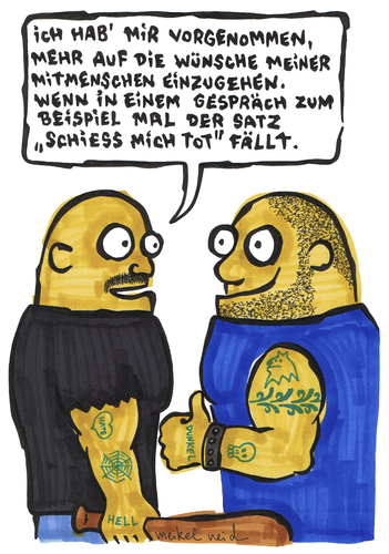 Cartoon: Schießmichtot (medium) by meikel neid tagged gewalt,mitmenschen,einfühlsamkeit