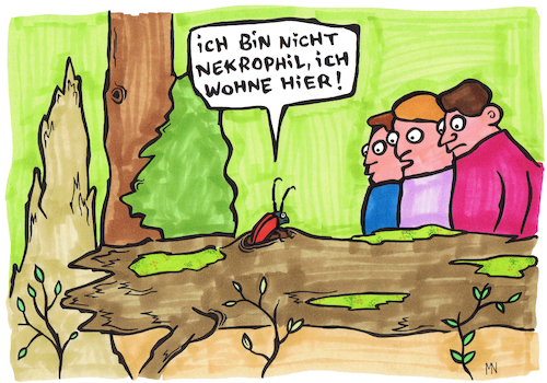 Cartoon: Totes Holz (medium) by meikel neid tagged wald,totholz,käfer,lebensraum,natur,naturschutz,abholzung