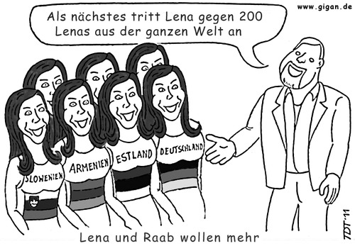 Cartoon: Lena weltweit (medium) by TDT tagged european,song,contest,lena,raab