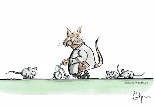 Cartoon: Demographischer Wandel (medium) by Bernd Ötjen tagged alt,katze,kater,rollator,demographischer,wandel,deutschland,maus