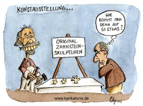 Cartoon: Kunstausstellung (medium) by Bernd Ötjen tagged kunstausstellung,künstler,kunst,zahn,stein,zahnstein,skulpturen,arbeiten,lächeln