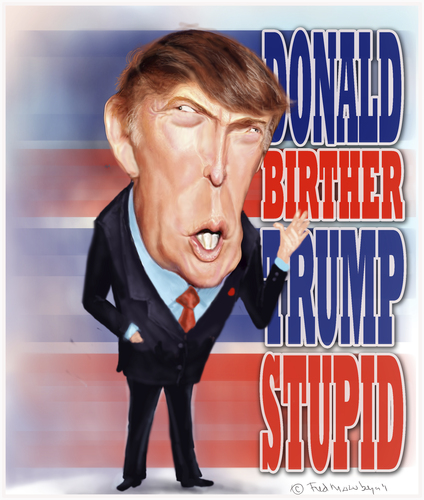 Cartoon: DONALD BIRTHER TRUMP (medium) by Fred Makubuya tagged politics,2012,birther,elections,trump,donald