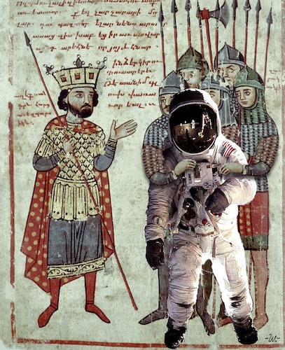 Cartoon: Captivity (medium) by zu tagged medieval,captivity,astronaut,king,battle