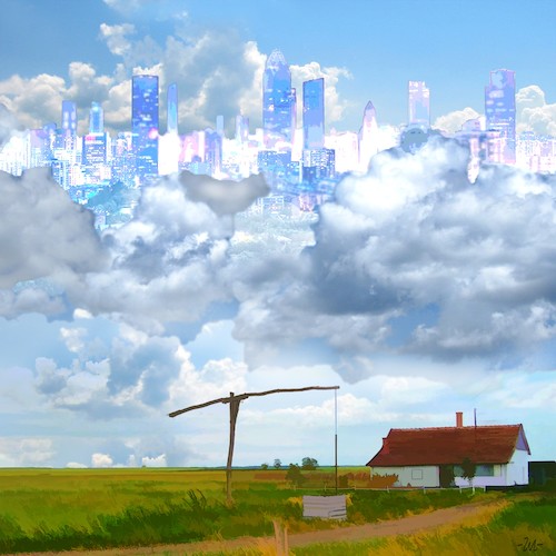 Cartoon: Cloud (medium) by zu tagged cloud,city,farm