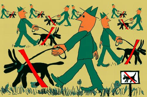 Cartoon: dogwalk (medium) by zu tagged dog,walk,grass