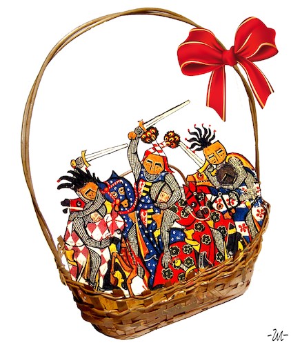 Cartoon: Gift basket (medium) by zu tagged gift,basket,battle,medieval