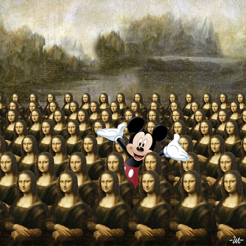 Cartoon: Giocondas (medium) by zu tagged gioconda,choir,lisa,davinci,mickey,mouse