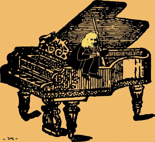 Cartoon: Liszt (medium) by zu tagged liszt,piano